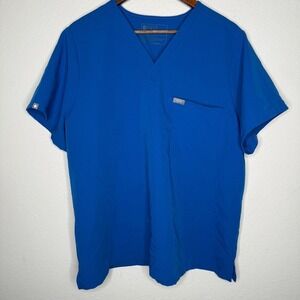 Figs Catarina one pocket scrub top Royal Blue V neck technical collection Sz XXL